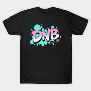 DNB - Junglist Splat (blue/black drop shadow) T-Shirt